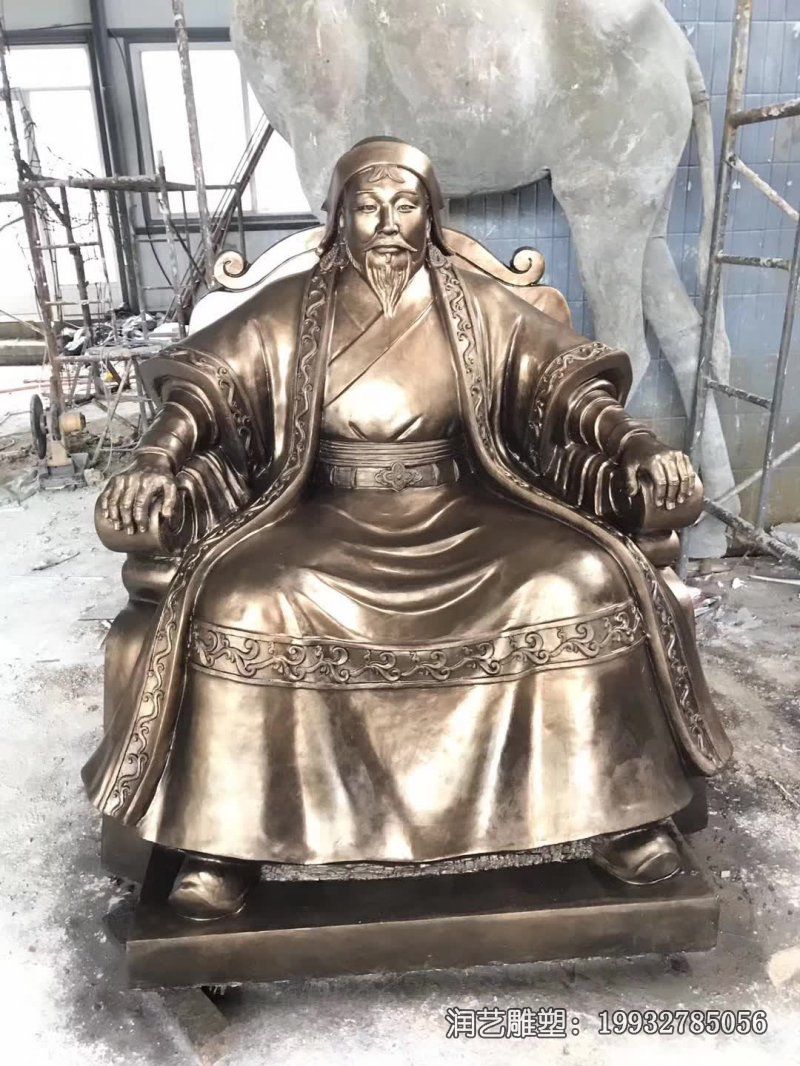 校园铜雕成吉思汗雕塑 校园铜雕成吉思汗雕塑