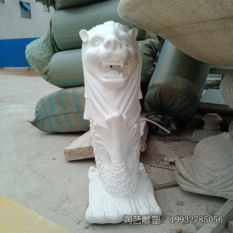 景区石雕鱼尾狮雕塑 景区石雕鱼尾狮雕塑