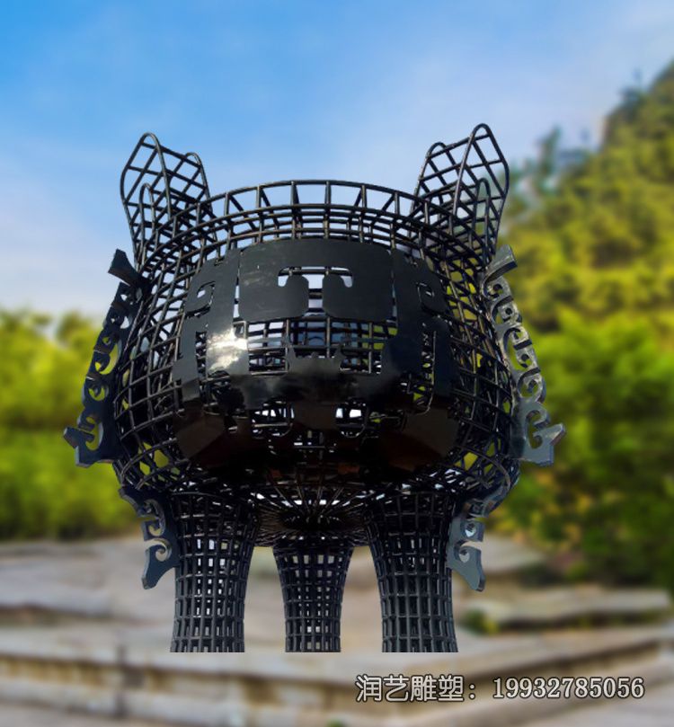 草坪不锈钢鼎雕塑 草坪不锈钢鼎雕塑