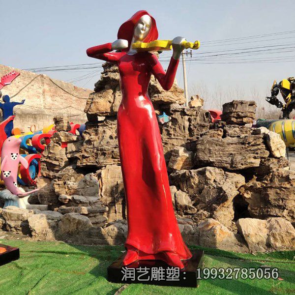 小区玻璃钢音乐人雕塑 小区玻璃钢音乐人雕塑