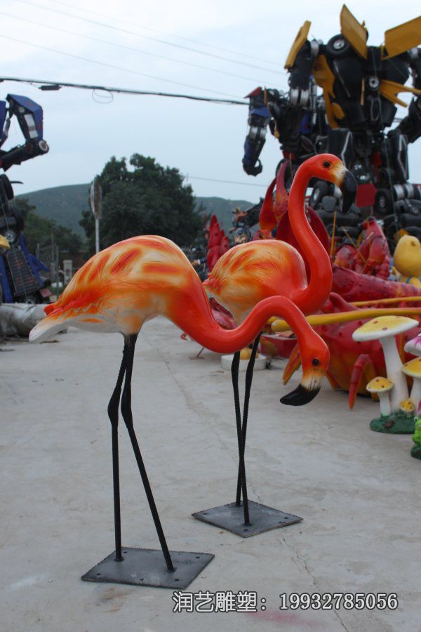 小区玻璃钢火烈鸟雕塑 小区玻璃钢火烈鸟雕塑