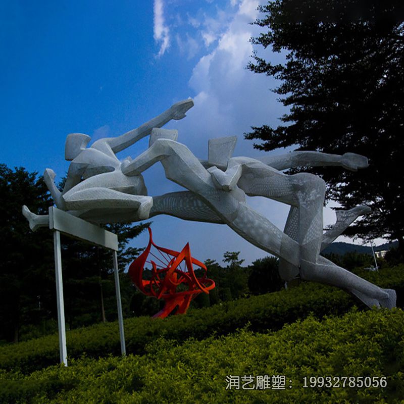 小区不锈钢跨栏雕塑 小区不锈钢跨栏雕塑