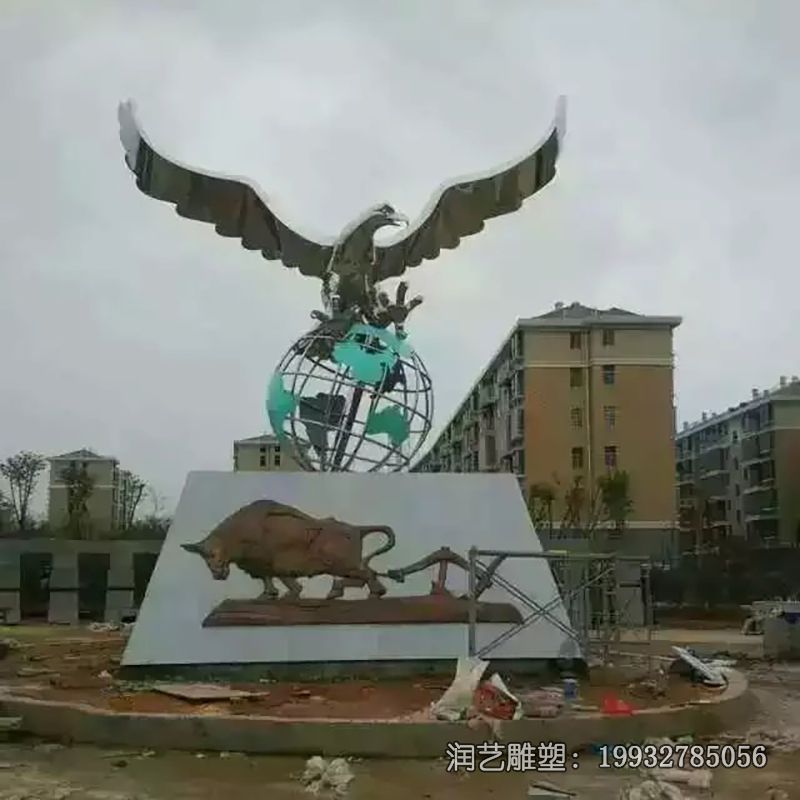 草坪不锈钢鹰雕塑 草坪不锈钢鹰雕塑