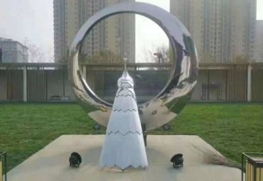 医院不锈钢圆环雕塑