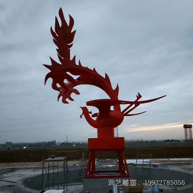 草坪不锈钢凤凰雕塑 草坪不锈钢凤凰雕塑