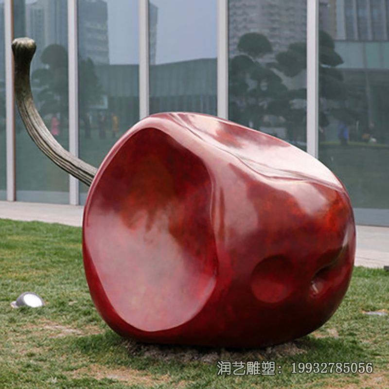 小区不锈钢苹果雕塑 小区不锈钢苹果雕塑
