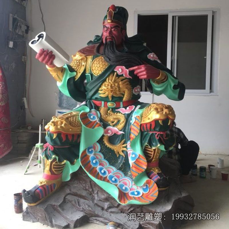 商场玻璃钢关公雕塑 商场玻璃钢关公雕塑