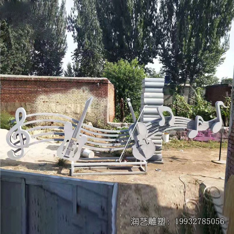 小区不锈钢大提琴雕塑 小区不锈钢大提琴雕塑