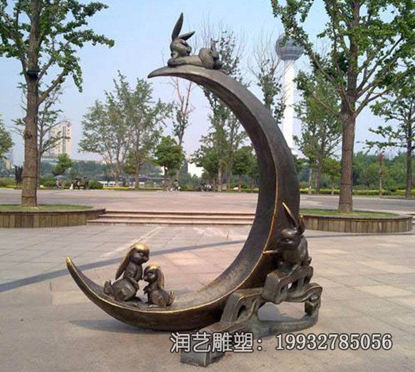 公园铜雕兔子雕塑 公园铜雕兔子雕塑