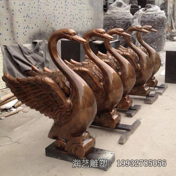街道铜雕天鹅雕塑 街道铜雕天鹅雕塑