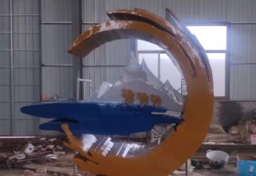 企业不锈钢海浪雕塑