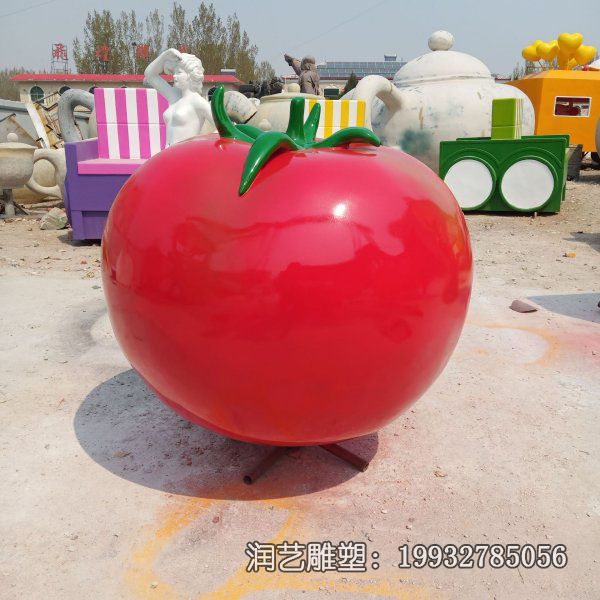 公园玻璃钢西红柿雕塑 公园玻璃钢西红柿雕塑