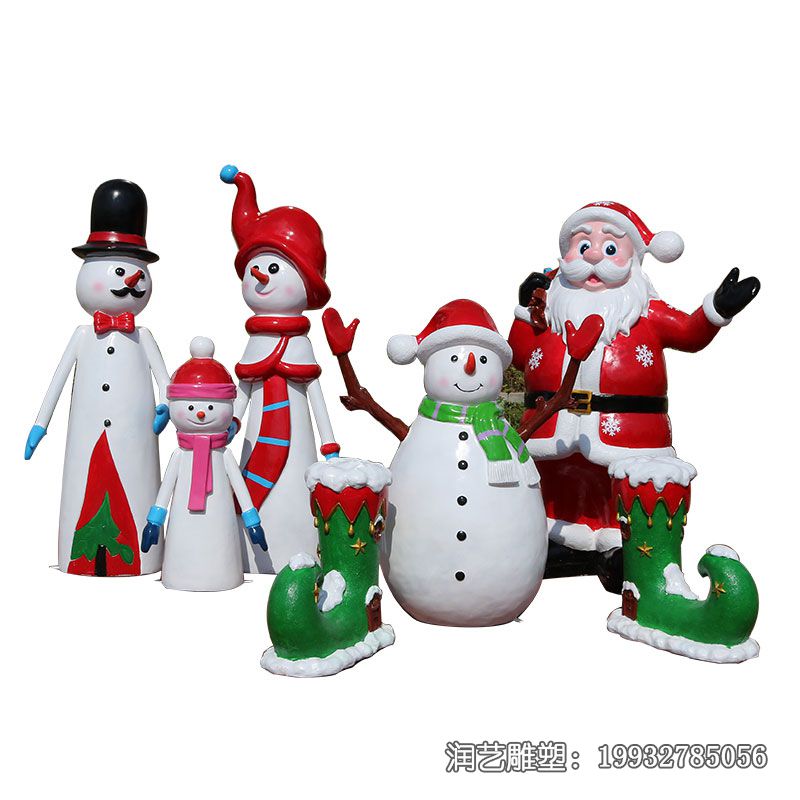 草坪玻璃钢雪人雕塑 草坪玻璃钢雪人雕塑