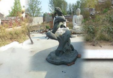 城市铜雕海豚雕塑