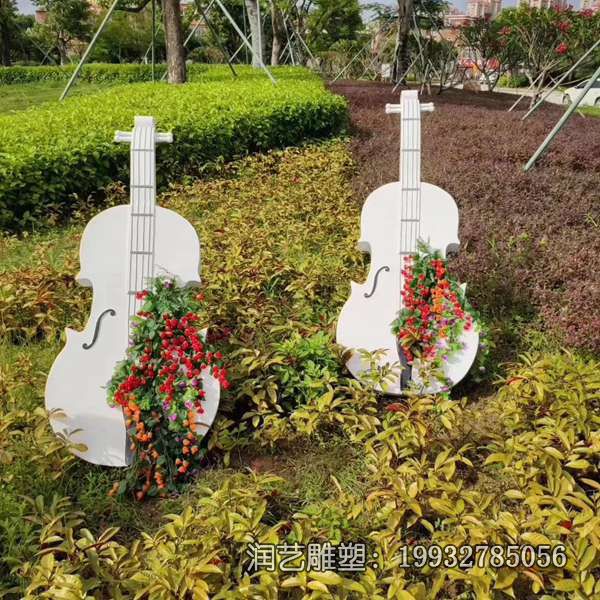 小区不锈钢大提琴雕塑 小区不锈钢大提琴雕塑