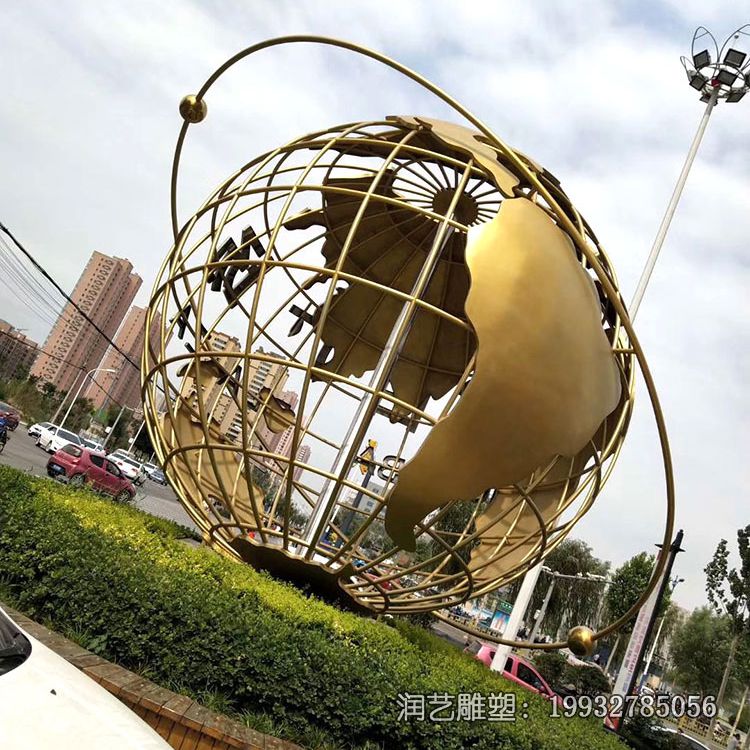 城市不锈钢地球仪雕塑 城市不锈钢地球仪雕塑