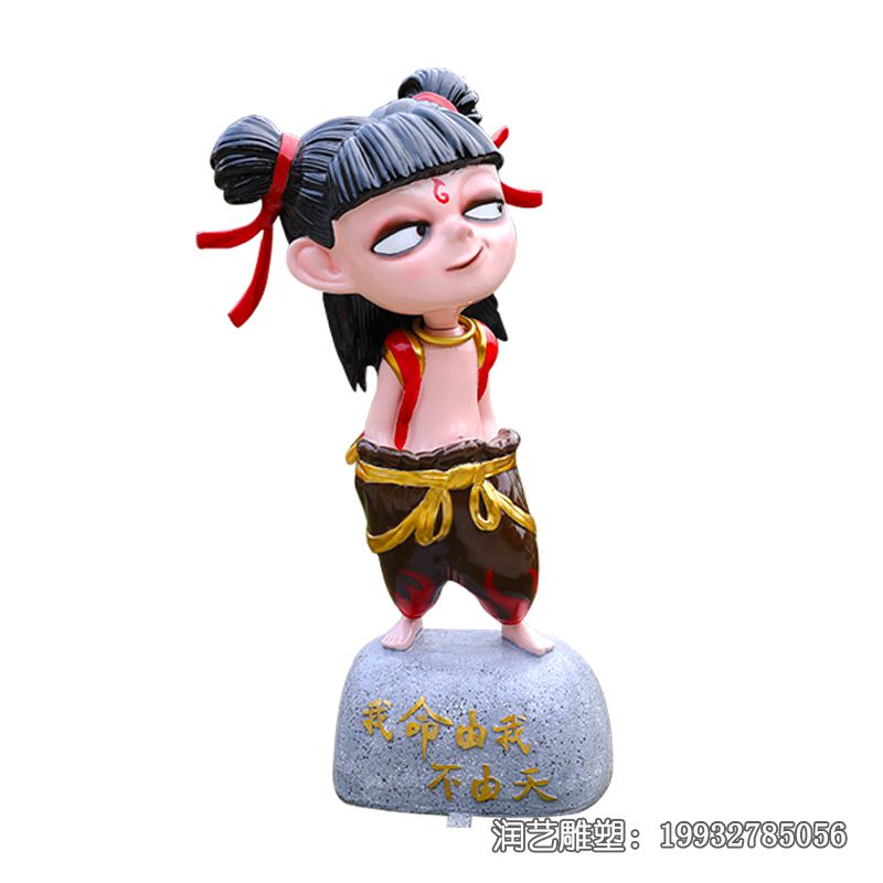 草坪玻璃钢哪吒雕塑 草坪玻璃钢哪吒雕塑