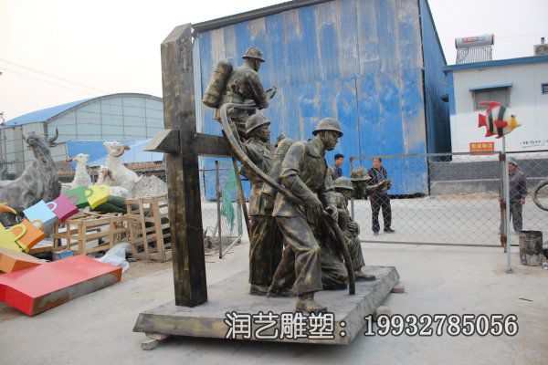 城市铜雕消防人物雕塑 城市铜雕消防人物雕塑