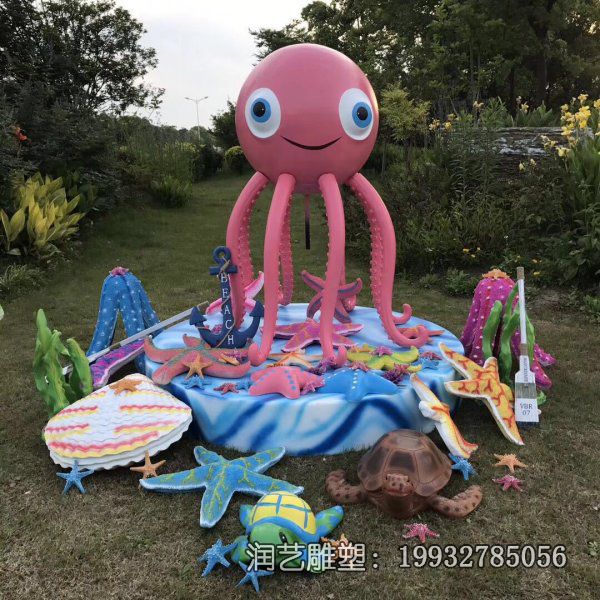商业街玻璃钢章鱼雕塑 商业街玻璃钢章鱼雕塑