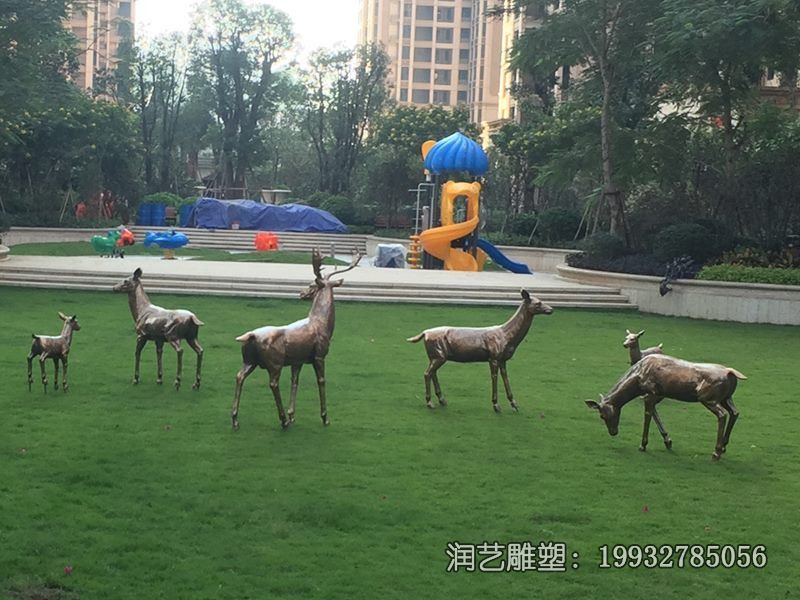 小区铜雕鹿动物雕塑 小区铜雕鹿动物雕塑