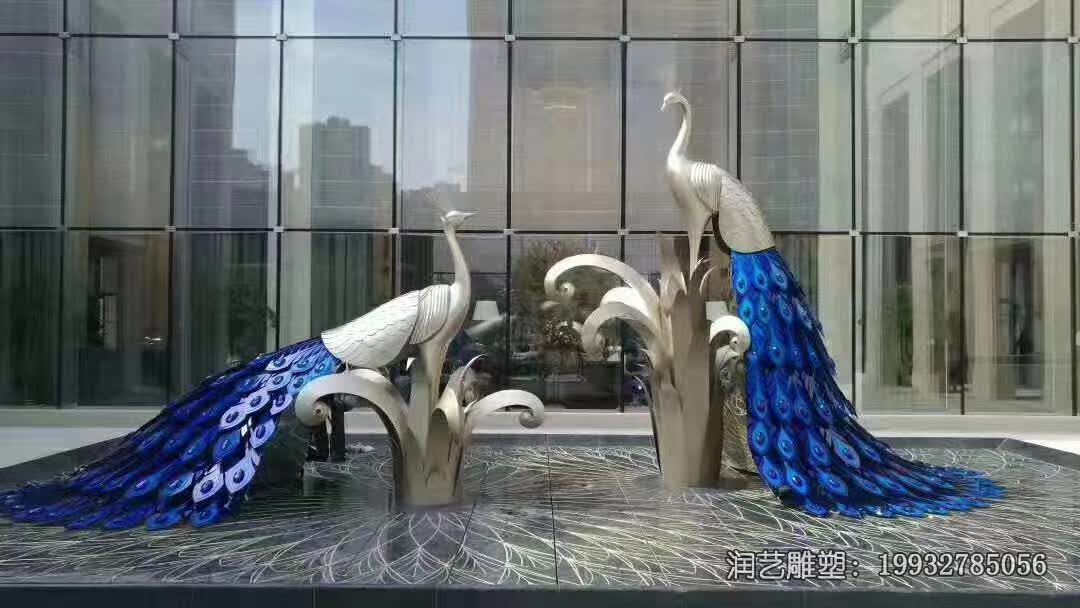 商业街不锈钢孔雀雕塑 商业街不锈钢孔雀雕塑