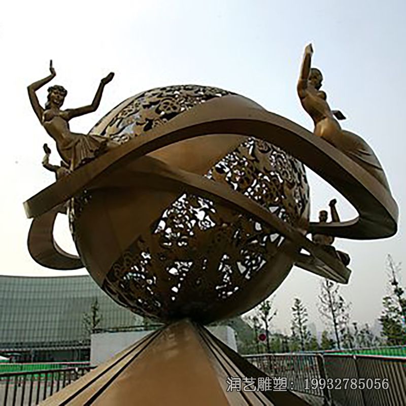 小区不锈钢地球仪雕塑 小区不锈钢地球仪雕塑