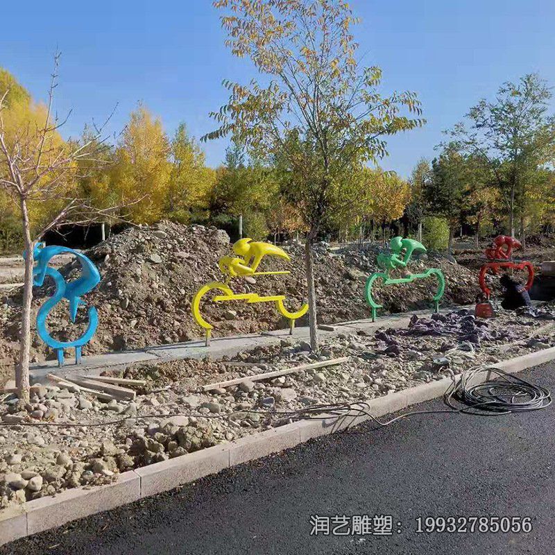 公园不锈钢骑车雕塑 公园不锈钢骑车雕塑