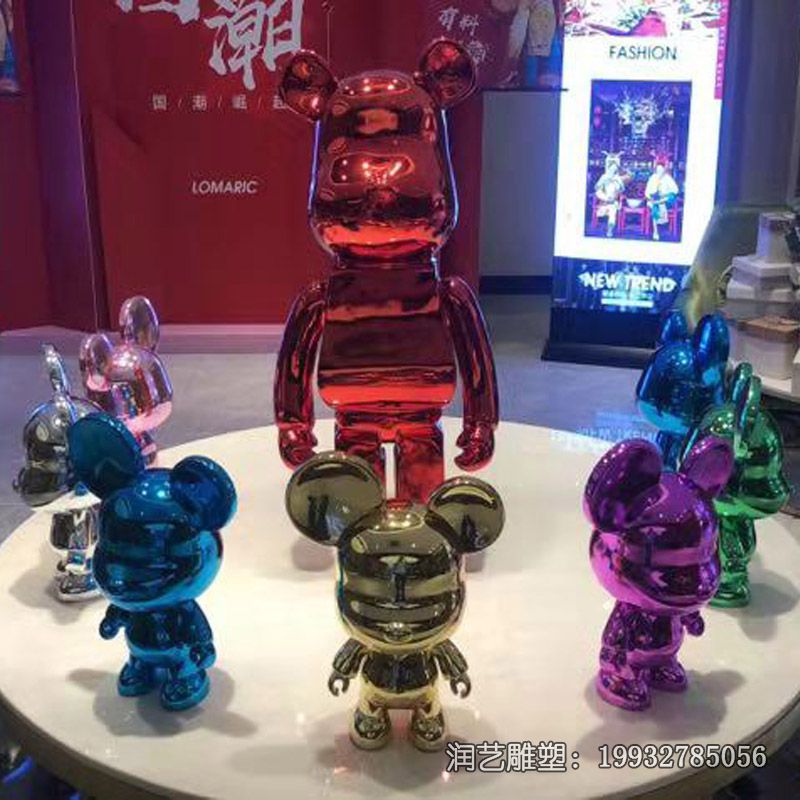 草坪不锈钢熊雕塑 草坪不锈钢熊雕塑