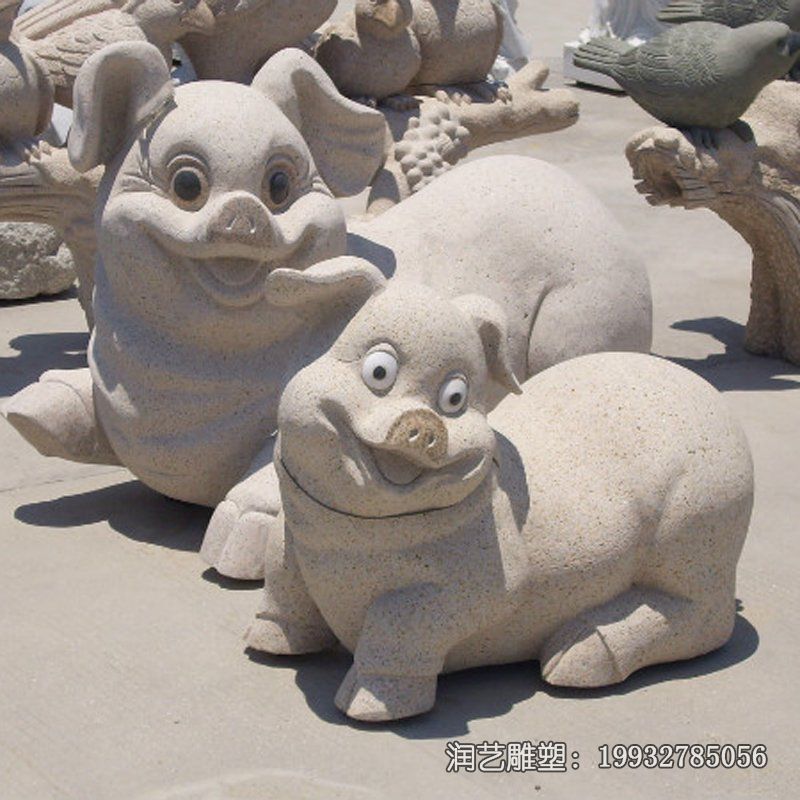 草坪石雕猪动物雕塑 草坪石雕猪动物雕塑