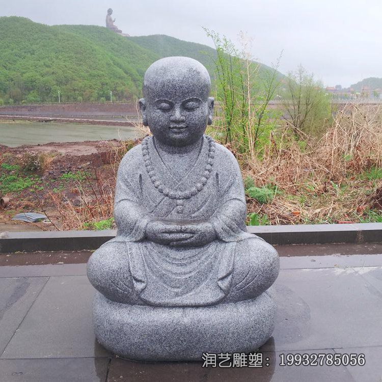 小区石雕小和尚雕塑 小区石雕小和尚雕塑