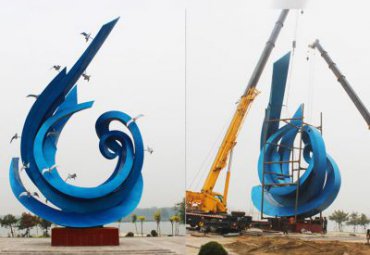 草坪不锈钢海浪雕塑