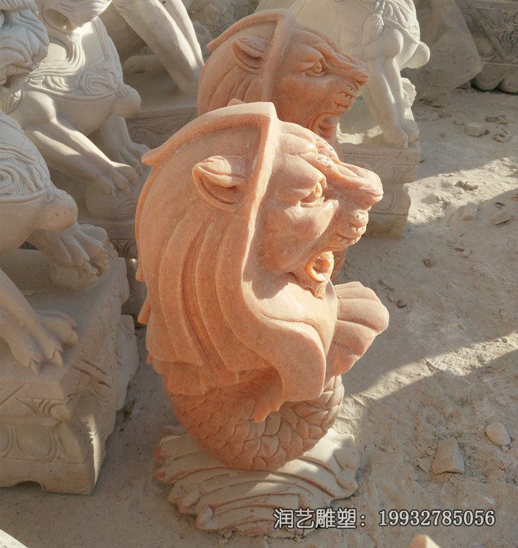 酒店石雕鱼尾狮雕塑 酒店石雕鱼尾狮雕塑