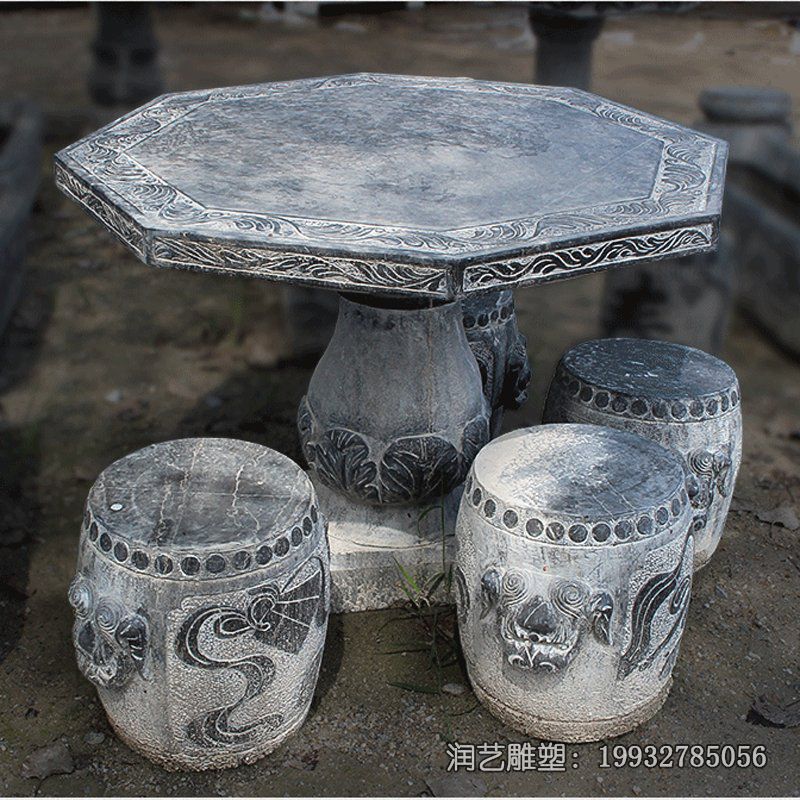 草坪石雕桌凳雕塑 草坪石雕桌凳雕塑