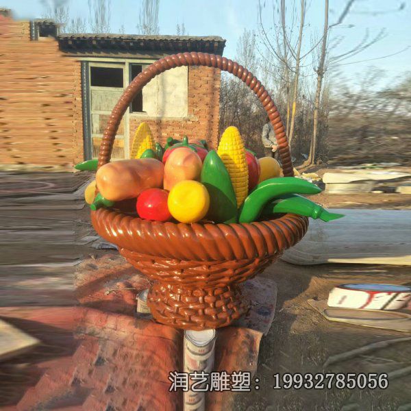 学校玻璃钢果篮雕塑 学校玻璃钢果篮雕塑