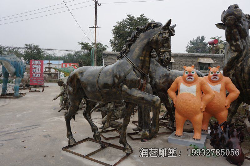 游乐场铜雕马动物雕塑 游乐场铜雕马动物雕塑