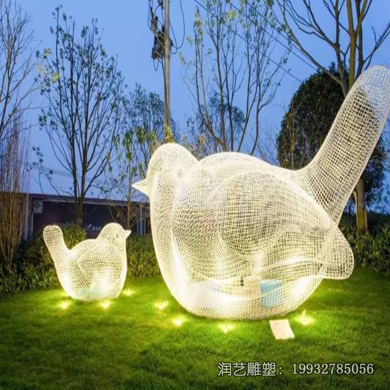 草坪不锈钢鸟雕塑 草坪不锈钢鸟雕塑
