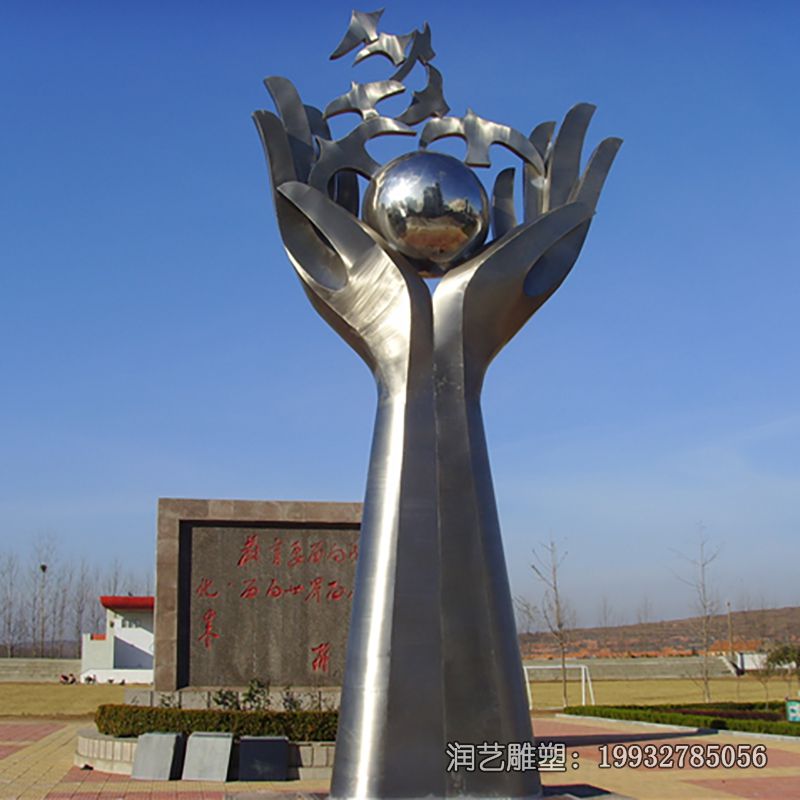 公园不锈钢手雕塑 公园不锈钢手雕塑
