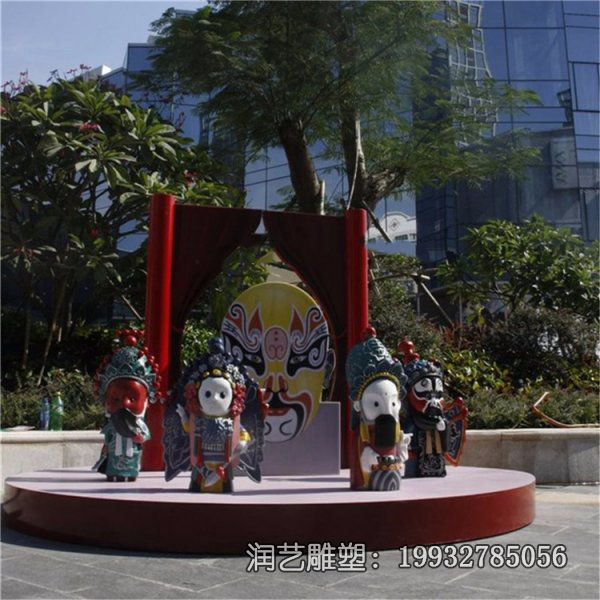 景区玻璃钢唱戏雕塑 景区玻璃钢唱戏雕塑