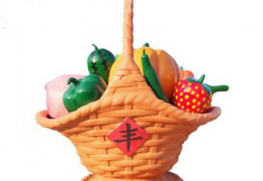 小区玻璃钢果篮雕塑