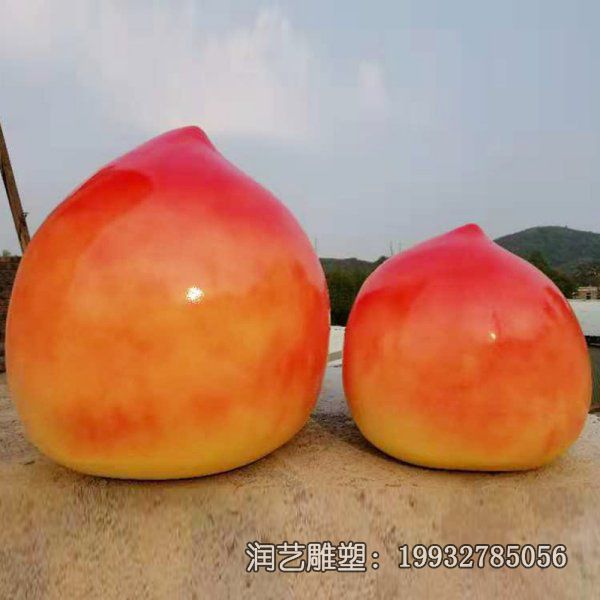 小区玻璃钢桃子雕塑 小区玻璃钢桃子雕塑