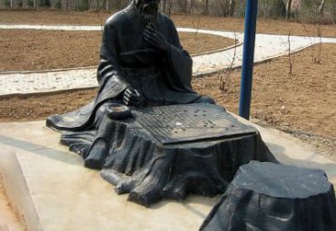 小区下棋人物铜雕