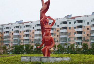 企业不锈钢打篮球雕塑