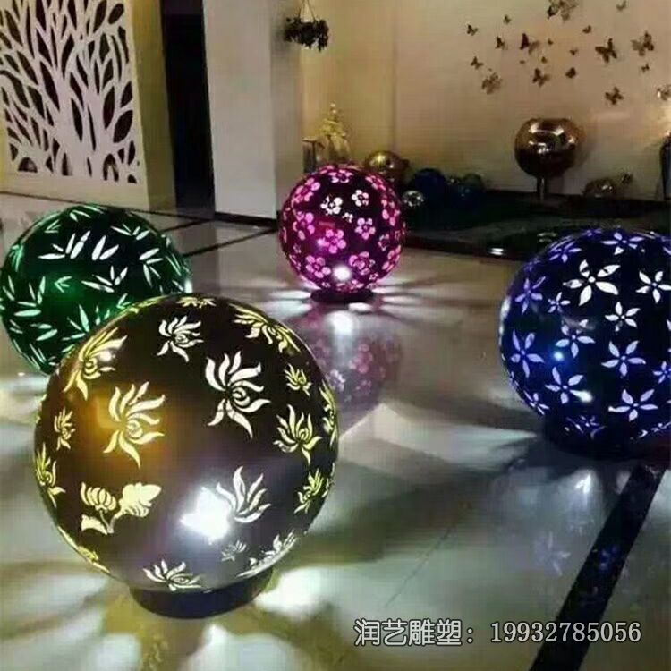 商业街不锈钢镂空球雕塑 商业街不锈钢镂空球雕塑