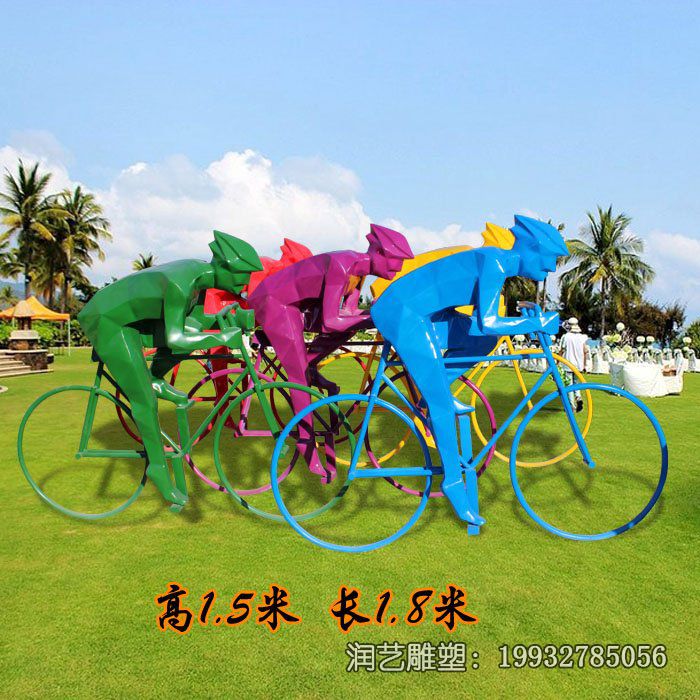 广场不锈钢骑车雕塑 广场不锈钢骑车雕塑