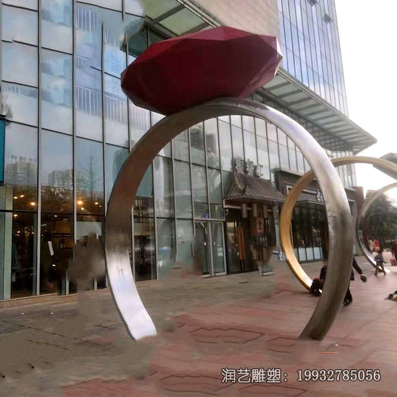景区不锈钢戒指雕塑 景区不锈钢戒指雕塑
