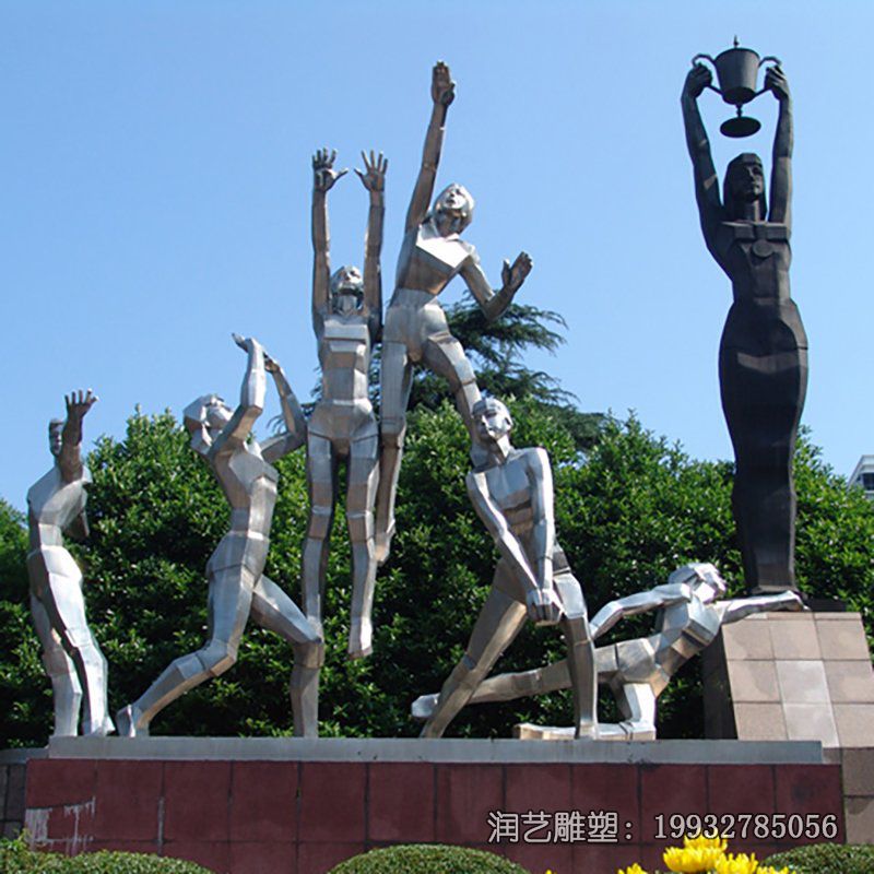 商业街不锈钢运动人物雕塑 商业街不锈钢运动人物雕塑