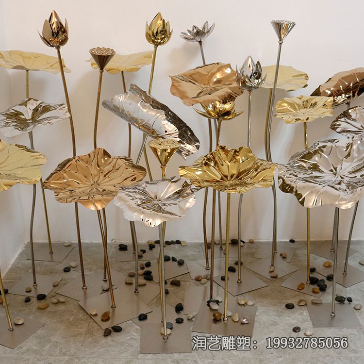 商场不锈钢荷叶雕塑 商场不锈钢荷叶雕塑