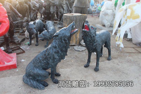 小区玻璃钢狼雕塑 小区玻璃钢狼雕塑