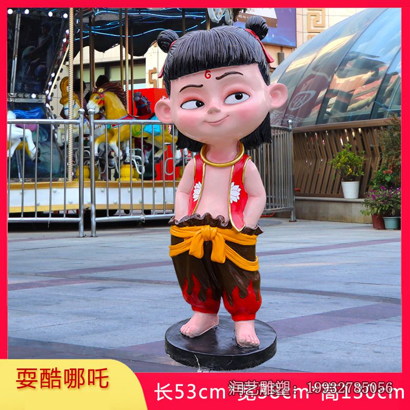 商场玻璃钢哪吒雕塑 商场玻璃钢哪吒雕塑