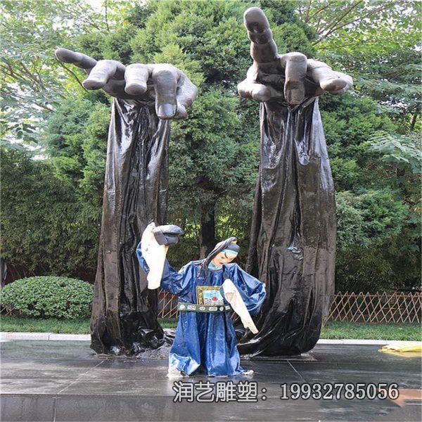 小区玻璃钢唱戏雕塑 小区玻璃钢唱戏雕塑